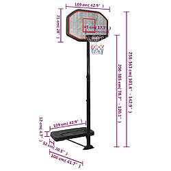 vidaXL Support de basket-ball Noir 258-363 cm Polyéthylène pas cher