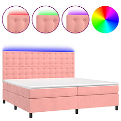 vidaXL Sommier à lattes de lit matelas et LED Rose 200x200 cm Velours