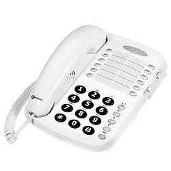 Geemarc Téléphone Fixe Senior Bureau Amplifié 30dB Sonnerie Forte Réglable Blanc