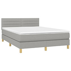 Avis Maison Chic Lit Adulte - Lit simple Lit à sommier tapissier avec matelas moelleux - Meuble de Chambre - Gris clair 140x190cm Tissu -MN83239