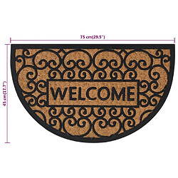 vidaXL Tapis de porte demi-rond 45x75 cm caoutchouc et fibre de coco pas cher