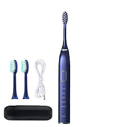 Universal Brosse à dents électrique rechargeable, 3 têtes de brosse, 1 valise (bleue)