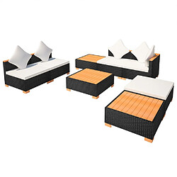 Acheter vidaXL Salon de jardin 8 pcs avec coussins résine tressée noir