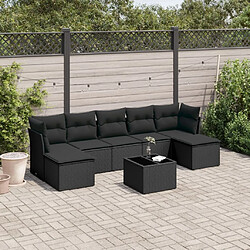 Maison Chic Salon de jardin 8 pcs avec coussins | Ensemble de Table et chaises | Mobilier d'Extérieur noir résine tressée -GKD63536