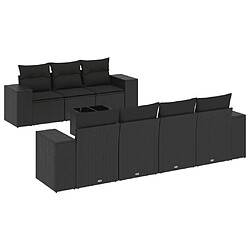 Maison Chic Ensemble Tables et chaises d'extérieur 8 pcs avec coussins,Salon de jardin noir résine tressée -GKD265440