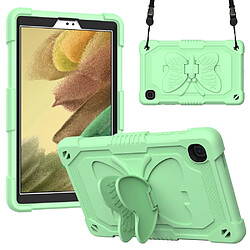 Coque en TPU + silicone avec béquille en forme de papillon et bandoulière vert pour votre Samsung Galaxy Tab A7 Lite 8.7 pouces