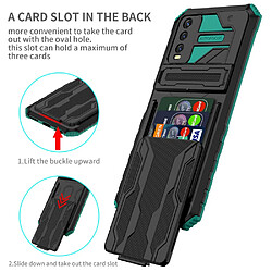 Coque en TPU anti-chocs avec béquille et porte-carte, vert noirâtre pour votre Vivo Y20/Y20i/Y12a/Y20s/Y12s