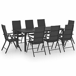 Salle à manger de jardin 9 pcs,Table et chaise à dîner Noir -MN13056