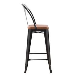 Acheter Rendez Vous Deco Chaise de bar mi-hauteur Charly noire et marron 68 cm (lot de 2)