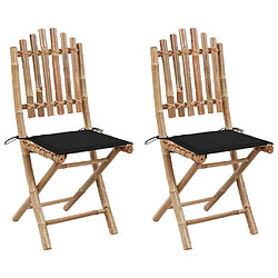 vidaXL Chaises pliables de jardin lot de 2 avec coussins Bambou