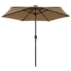 Helloshop26 Parasol avec led et mât en aluminium 270 cm taupe 02_0008079