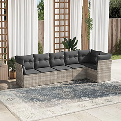 vidaXL Salon de jardin 6 pcs avec coussins gris clair résine tressée