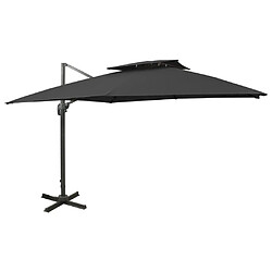 Helloshop26 Parasol déporté à double toit 300 x 300 cm noir 02_0008558