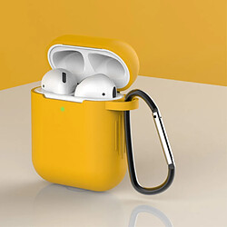 Coque en silicone anti-poussière avec boucle jaune foncé pour votre Apple AirPods (2016)/(2019)