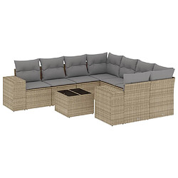 Maison Chic Salon de jardin avec coussins 9 pcs, Ensemble Tables et chaises de jardin, beige résine tressée -GKD953376