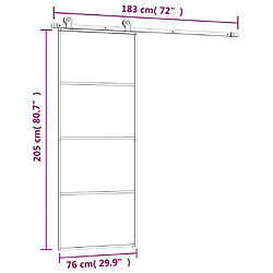 vidaXL Porte coulissante avec kit de quincaillerie 76x205 cm Verre ESG pas cher