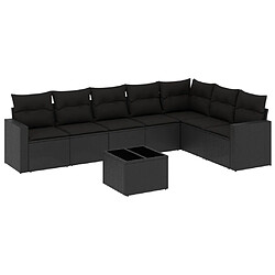 Maison Chic Salon de jardin 8 pcs avec coussins | Ensemble de Table et chaises | Mobilier d'Extérieur noir résine tressée -GKD57300