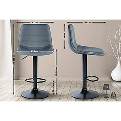 Decoshop26 Tabouret de bar chaise haute x1 avec repose-pieds incurvé en PVC gris structure métallique noir 10_0005122