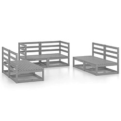 Maison Chic Salon de jardin 6 pcs - Table et chaises d'extérieur - Mobilier/Meubles de jardin Moderne gris bois de pin massif -MN14117