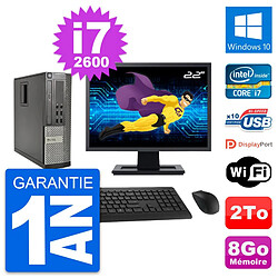 PC Dell 990 SFF Ecran 22" Intel i7-2600 RAM 8Go Disque Dur 2To Windows 10 Wifi - Occasion