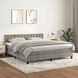 Maison Chic Lit Adulte - Lit simple Lit à sommier tapissier et matelas moelleux - Meuble de Chambre - Gris clair 160x200cm Velours -MN12708