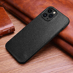 Coque en TPU + cuir véritable texture litchi, anti-écaillage pour votre iPhone 14 Pro - noir