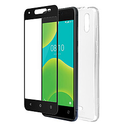 Pack Wiko Y50 Coque Silicone Gel et Film Verre trempé 9H Original Transparent