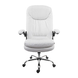 Decoshop26 Fauteuil chaise de bureau sur roulettes à ressort pivotant en synthétique blanc 04_0001844 pas cher