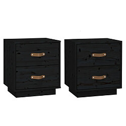 Maison Chic Lot de 2 Tables de chevet - Tables de Nuit Noir 40x34x45 cm Bois de pin massif