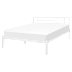 Beliani Lit double en métal blanc 160 x 200 cm CUSSET