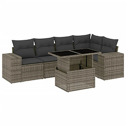 vidaXL Salon de jardin 6 pcs avec coussins gris résine tressée