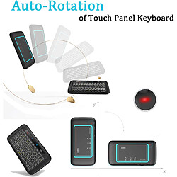 Mini clavier sans fil H20 2,4 GHz et souris tactile, 7 couleurs réglables, rotation automatique rechargeable de la télécommande portable à écran tactile pour Android TV Box, projecteur