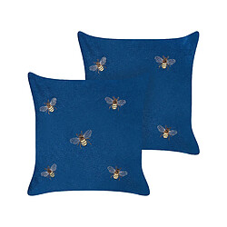 Beliani Lot de 2 coussins TALINUM Velours 45 x 45 cm Animal Bleu