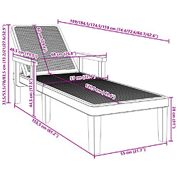 vidaXL Chaise longue réglable en hauteur à 4 positions polypropylène pas cher