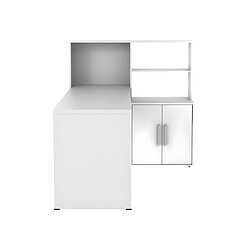 Vente-Unique Bureau d'angle LEON avec rangements et étagères - Blanc pas cher