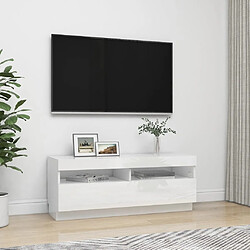 Acheter vidaXL Meuble TV avec lumières LED blanc brillant 100x35x40 cm