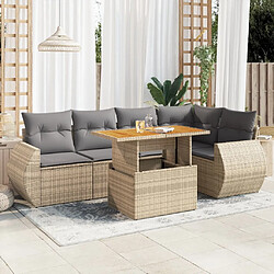 vidaXL Salon de jardin avec coussins 6 pcs beige résine tressée