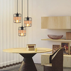 Avis NETTLIFE Suspension E27 Noir Vintage Rotin Boho Métal Bois Lampe de Cuisine Bambou Naturel Abat-Jour Panier pour Salle à Manger Salon