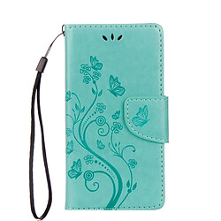 Wewoo Housse Étui vert pour ASUS Zenfone Go ZB500KL Modèle de fleurs pressées Horizontal en cuir flip avec support & Slots de cartes Portefeuille