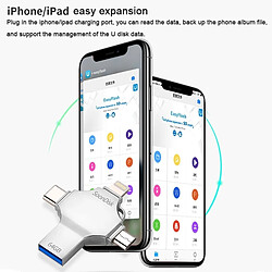 Acheter Wewoo Clé USB iPhone iDisk 4 en 1 64 Go USB 3.0 + 8 broches + USB double usage Mirco USB + USB-C / Type-C avec fonction OTG