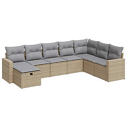 vidaXL Salon de jardin avec coussins 8 pcs beige résine tressée