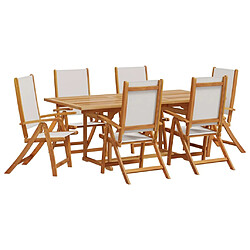 vidaXL Ensemble à Manger de jardin 7pcs bois d'acacia solide textilène