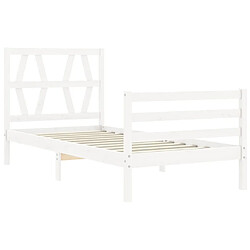 Maison Chic Lit adulte - Cadre Structure de lit avec tête de lit Contemporain blanc 90x200 cm bois massif -MN19983 pas cher