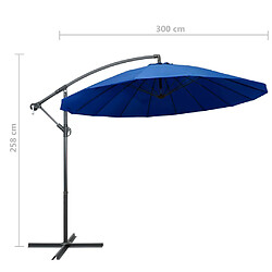 vidaXL Parasol suspendu avec poteau bleu 3 m pas cher