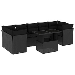 vidaXL Salon de jardin 8 pcs avec coussins noir résine tressée