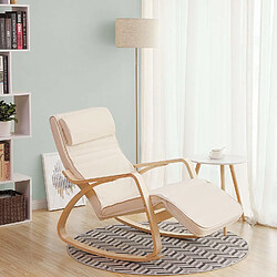 SONGMICS Fauteuil à Bascule Rocking Chair avec Repose-Pieds réglable à 5 Niveaux Design Charge Maximum 150 kg Beige LYY10M