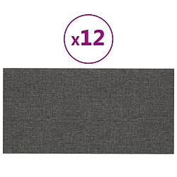 vidaXL Panneaux muraux 12 pcs Gris foncé 30x15 cm Tissu 0,54 m²