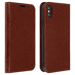 Avizar Étui Apple iPhone XS Max Housse Cuir Portefeuille Fonction Support - marron