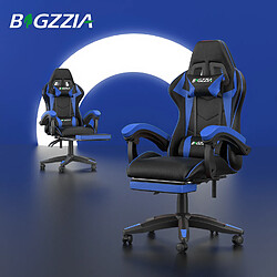 Fauteuil de Bureau - BIGZZIA Siège de bureau Réglable - Chaise gaming avec Appui-tête et Support lombaire, 136kg, Noir et Bleu pas cher