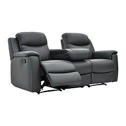 Avis Vente-Unique Canapé 3 places et un fauteuil relax EVASION en cuir - Gris